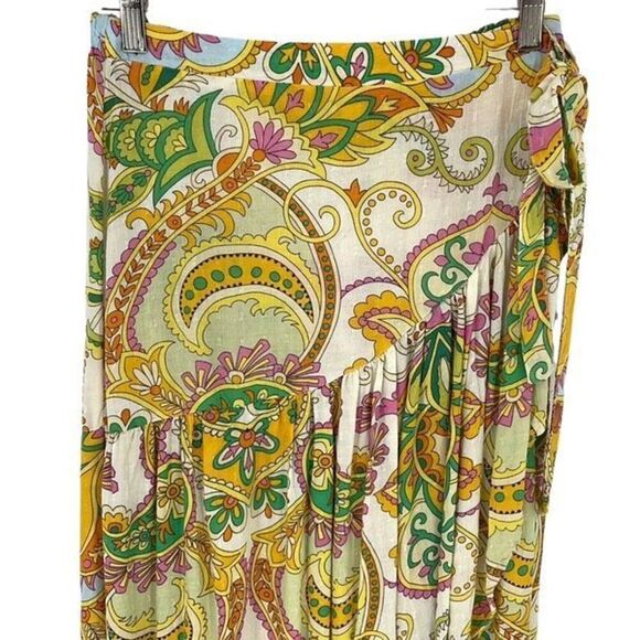 Haute Hippie Womens Floral Paisley Hi-Low Boho Wrap Maxi Skirt Multi Small NWT - Picture 2 of 9